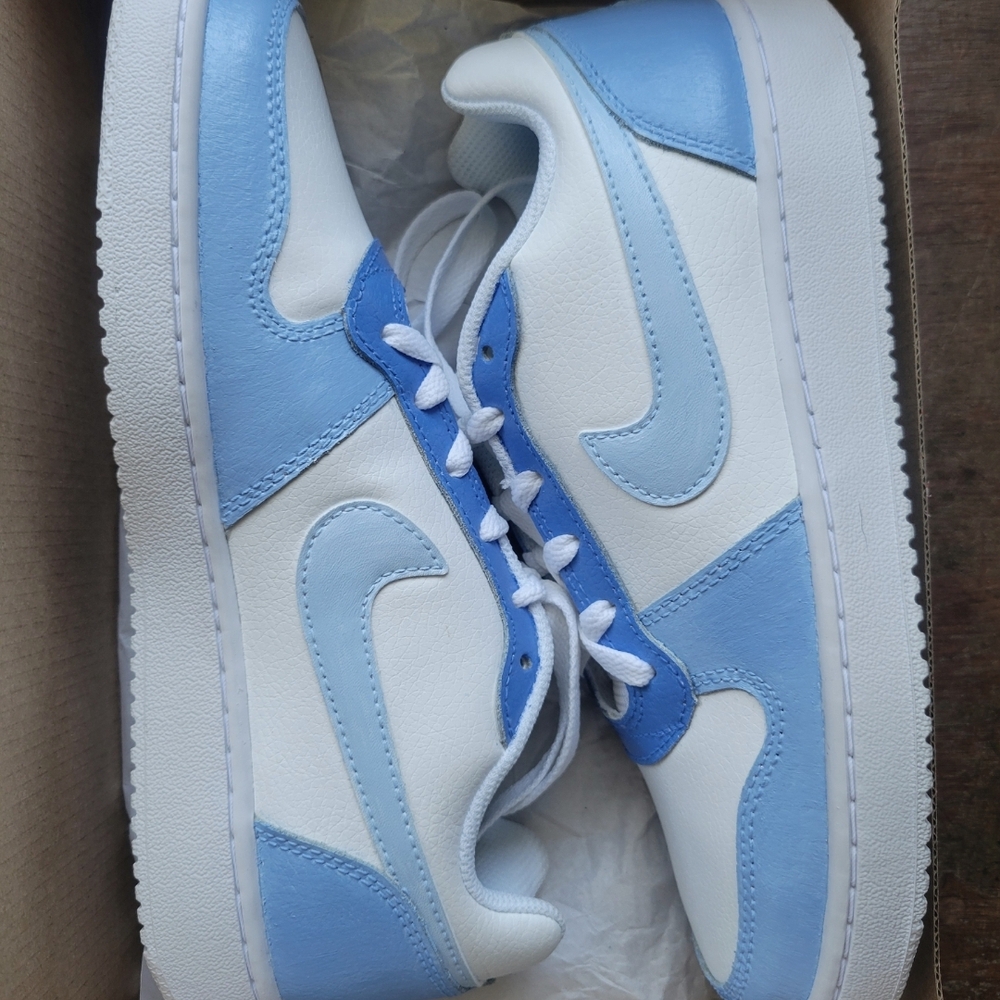 Custom Blue and White Sneakers